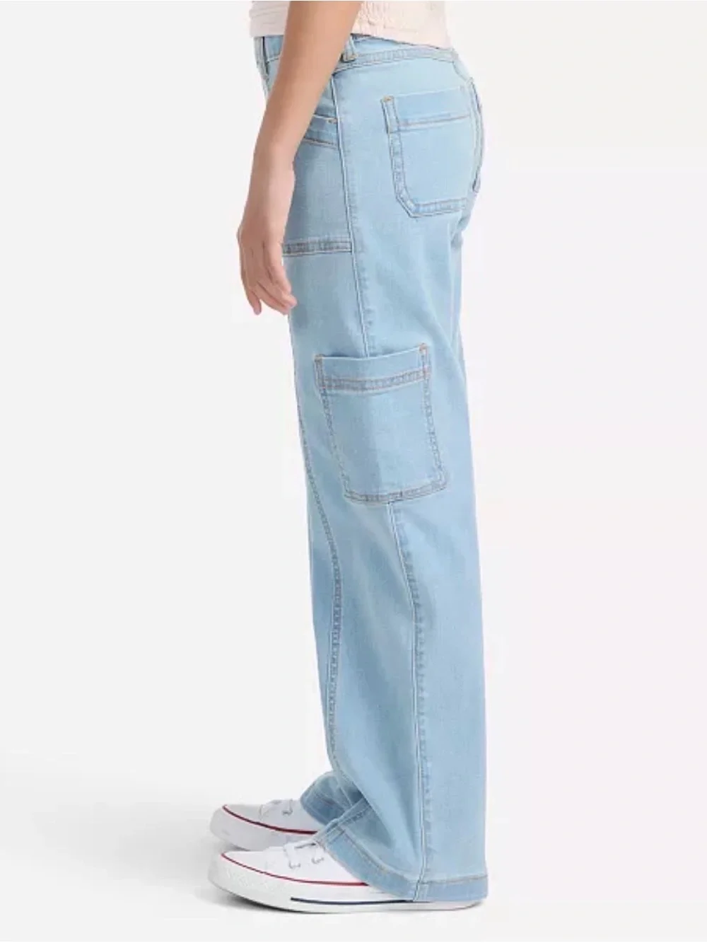 Abercrombie Kids Girls High Rise Wide Leg Utility Jeans Size 11/12 Long